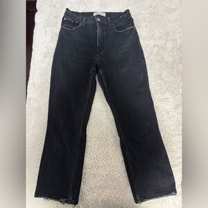 Abercrombie & Fitch Women’s Distressed Black Angle Straight Jeans